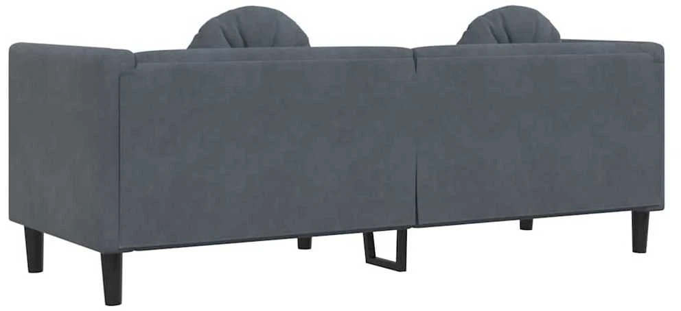 Trivietė sofa su pagalvėlėmis, tamsiai pilkos spalvos, aksomas