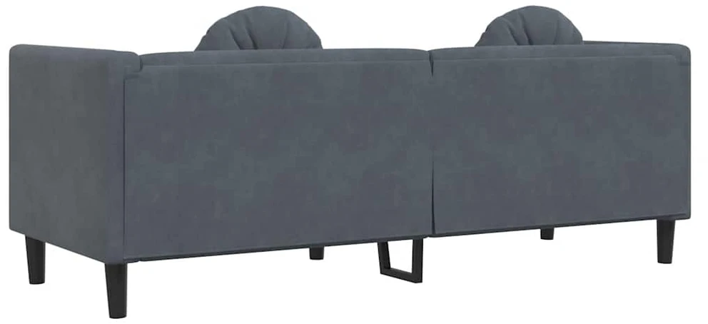 Trivietė sofa su pagalvėlėmis, tamsiai pilkos spalvos, aksomas