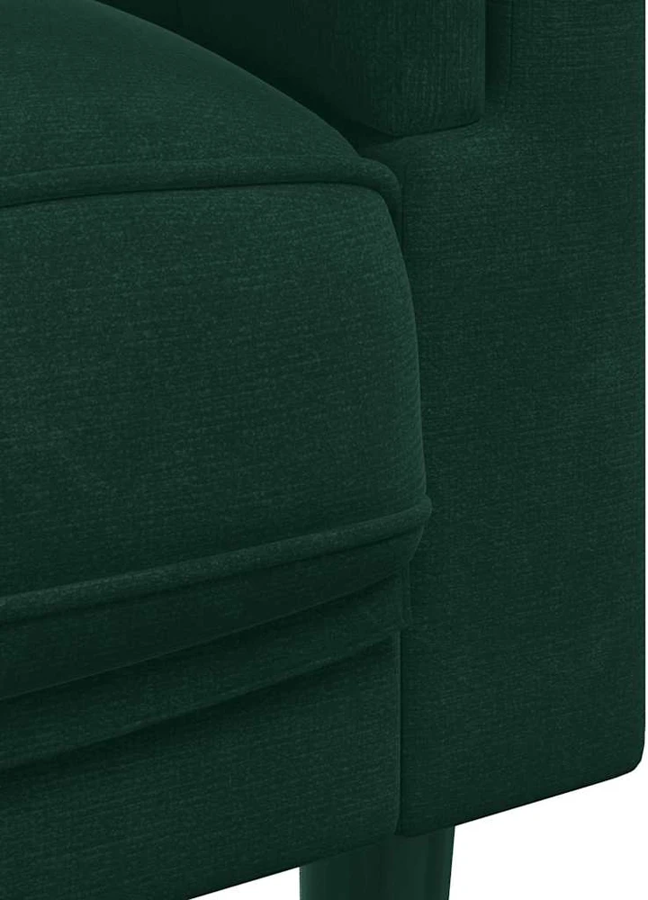 Trivietė sofa su pagalvėlėmis, tamsiai žalios spalvos, aksomas
