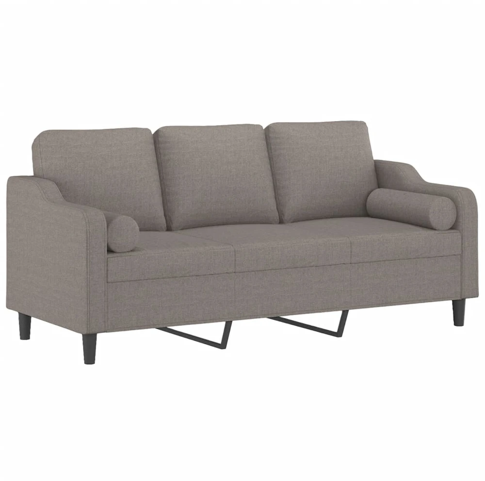 Trivietė sofa su pagalvėlėmis, taupe spalvos, 180cm, audinys