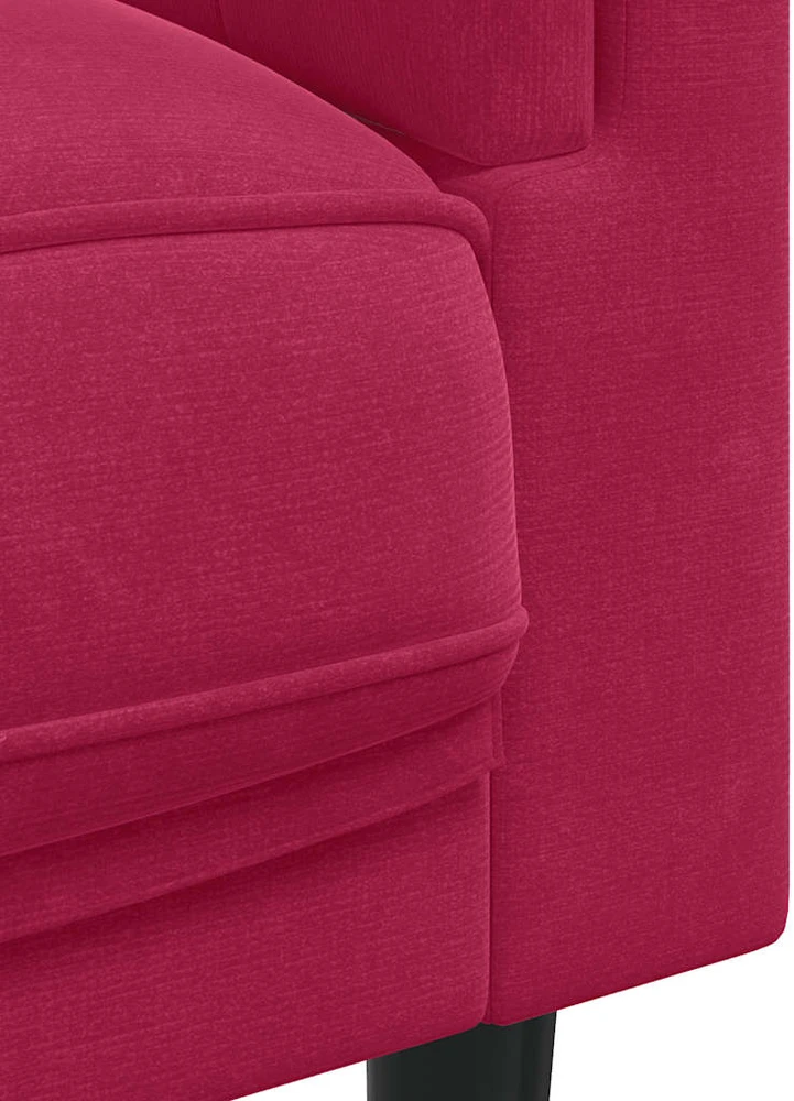 Trivietė sofa su pagalvėlėmis, vyno raudonos spalvos, aksomas