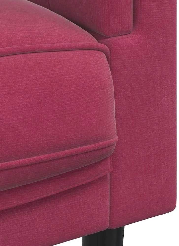 Trivietė sofa su pagalvėlėmis, vyno raudonos spalvos, aksomas