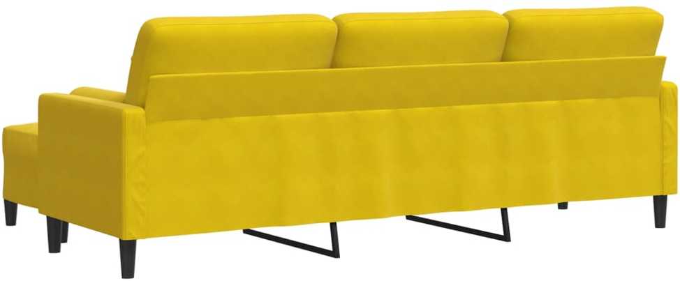 Trivietė sofa su pakoja, geltona, 210cm, aksomas