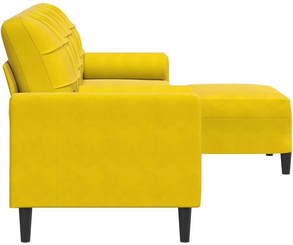 Trivietė sofa su pakoja, geltona, 210cm, aksomas