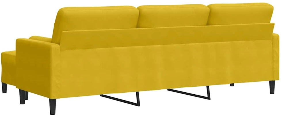 Trivietė sofa su pakoja, geltona, 210cm, aksomas
