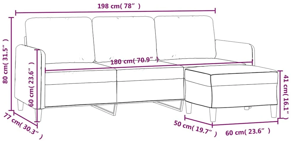 Trivietė sofa su pakoja, geltonos spalvos, 180cm, aksomas