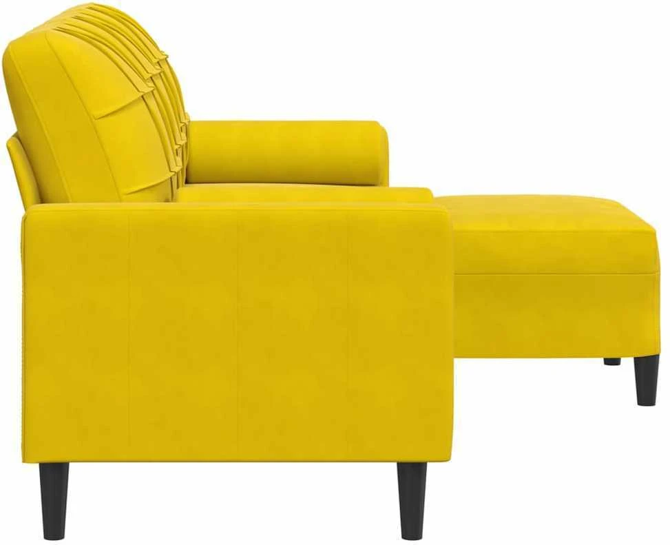 Trivietė sofa su pakoja, geltonos spalvos, 180cm, aksomas