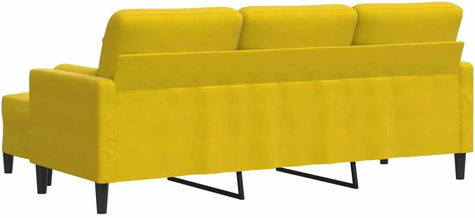 Trivietė sofa su pakoja, geltonos spalvos, 180cm, aksomas