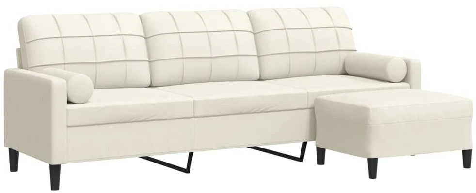 Trivietė sofa su pakoja, kreminės spalvos, 210cm, aksomas