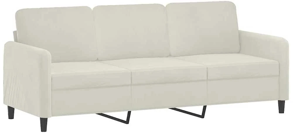 Trivietė sofa su pakoja, kreminės spalvos, 180cm, aksomas