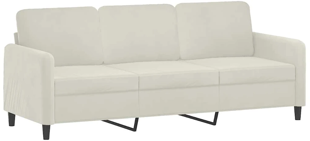 Trivietė sofa su pakoja, kreminės spalvos, 180cm, aksomas