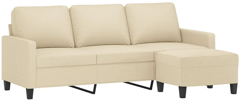 Trivietė sofa su pakoja, kreminės spalvos, 180cm, audinys