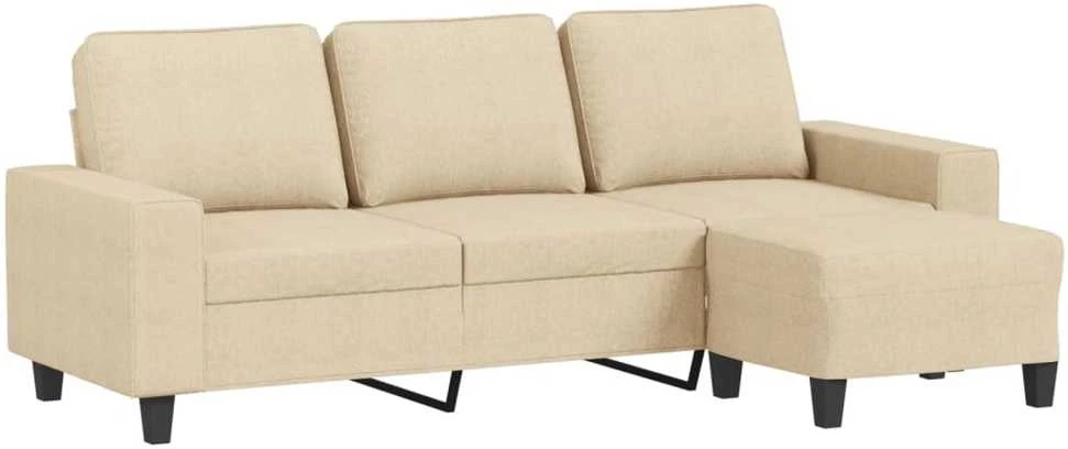 Trivietė sofa su pakoja, kreminės spalvos, 180cm, audinys