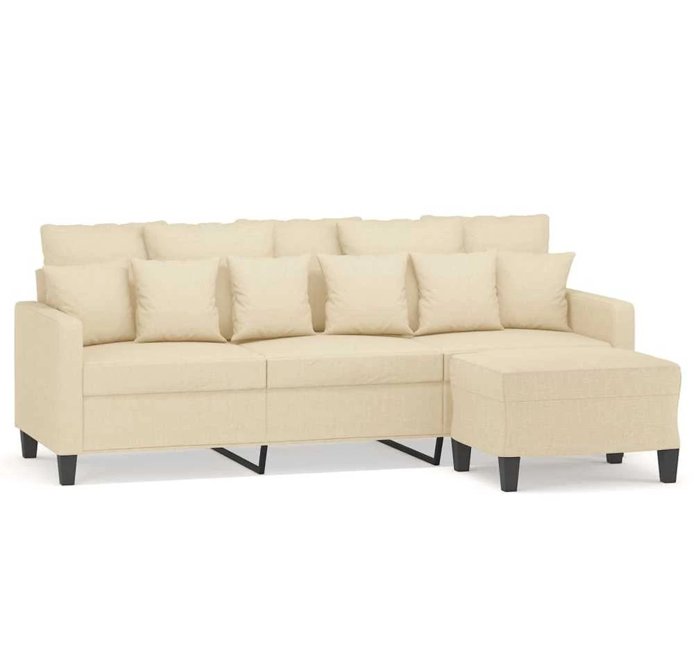 Trivietė sofa su pakoja, kreminės spalvos, 180cm, audinys