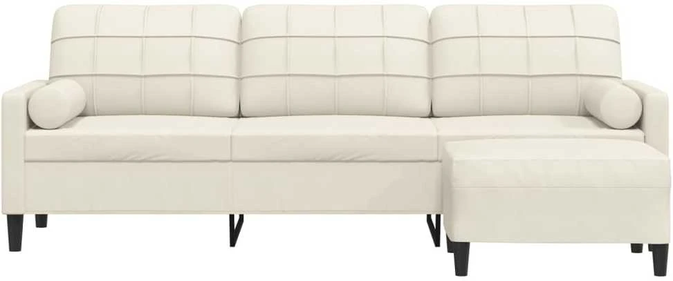 Trivietė sofa su pakoja, kreminės spalvos, 210cm, aksomas
