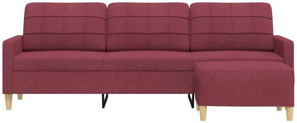 Trivietė sofa su pakoja, raudonojo vyno spalvos, 210cm, audinys