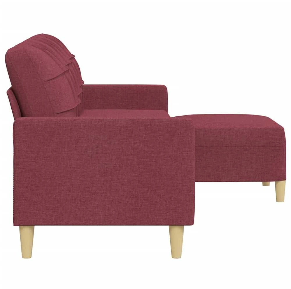 Trivietė sofa su pakoja, raudonojo vyno spalvos, 210cm, audinys