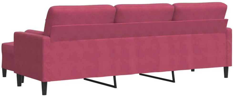 Trivietė sofa su pakoja, raudonojo vyno spalvos, 210cm, aksomas