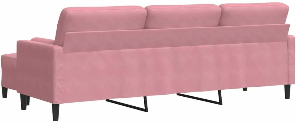 Trivietė sofa su pakoja, rožinės spalvos, 210cm, aksomas