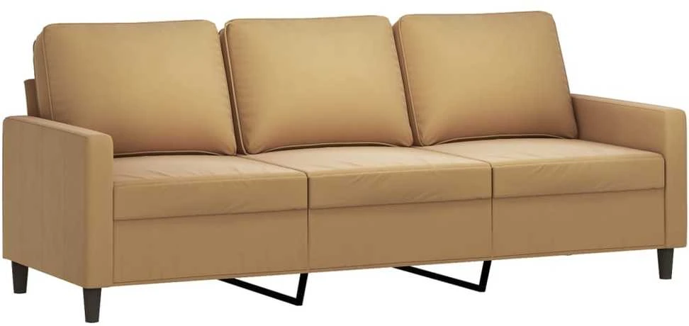 Trivietė sofa su pakoja, rudos spalvos, 180cm, aksomas
