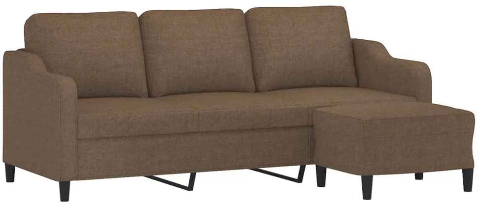 Trivietė sofa su pakoja, rudos spalvos, 180cm, audinys