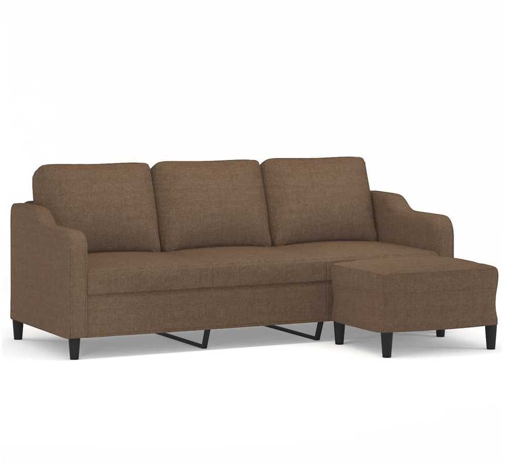 Trivietė sofa su pakoja, rudos spalvos, 180cm, audinys
