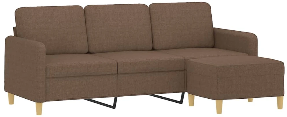 Trivietė sofa su pakoja, rudos spalvos, 180cm, audinys