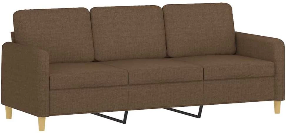 Trivietė sofa su pakoja, rudos spalvos, 180cm, audinys