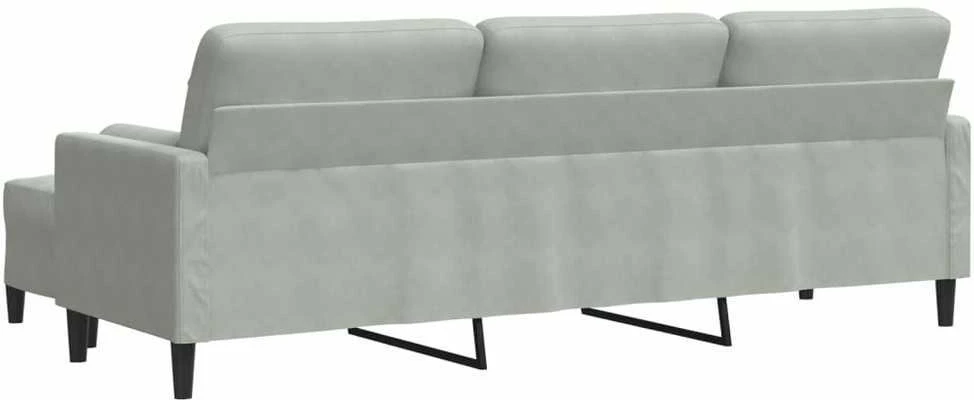 Trivietė sofa su pakoja, šviesiai pilka, 210cm, aksomas