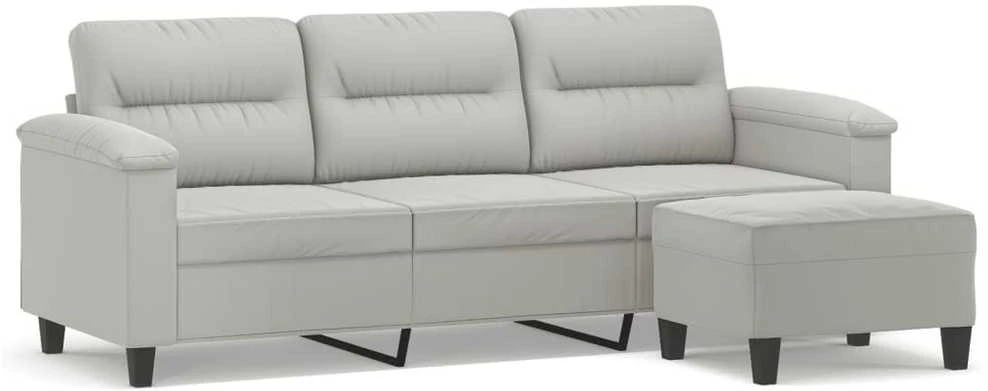 Trivietė sofa su pakoja, šviesiai pilka, 180cm, audinys