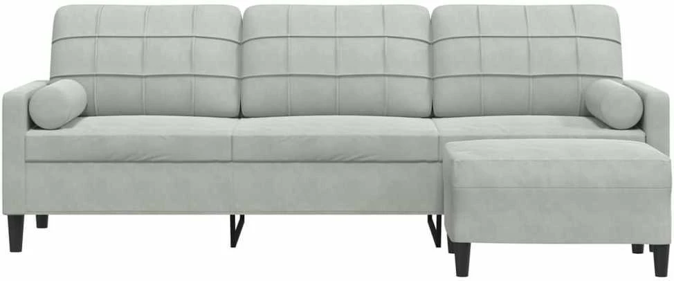 Trivietė sofa su pakoja, šviesiai pilka, 210cm, aksomas