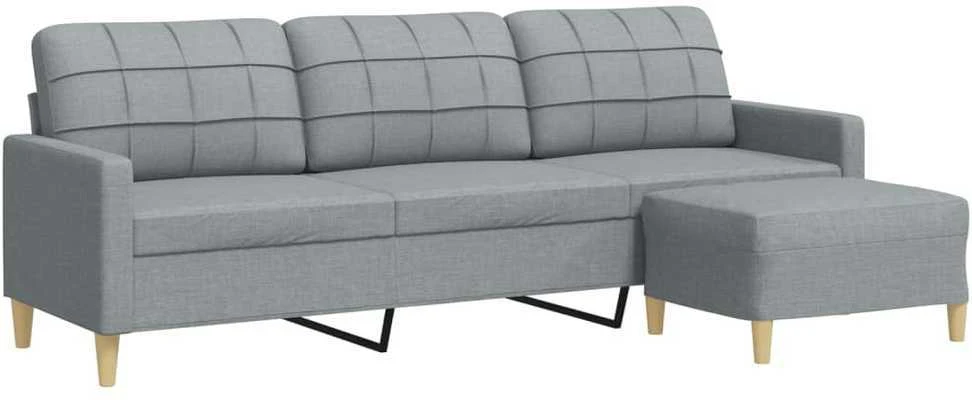 Trivietė sofa su pakoja, šviesiai pilka, 210cm, audinys
