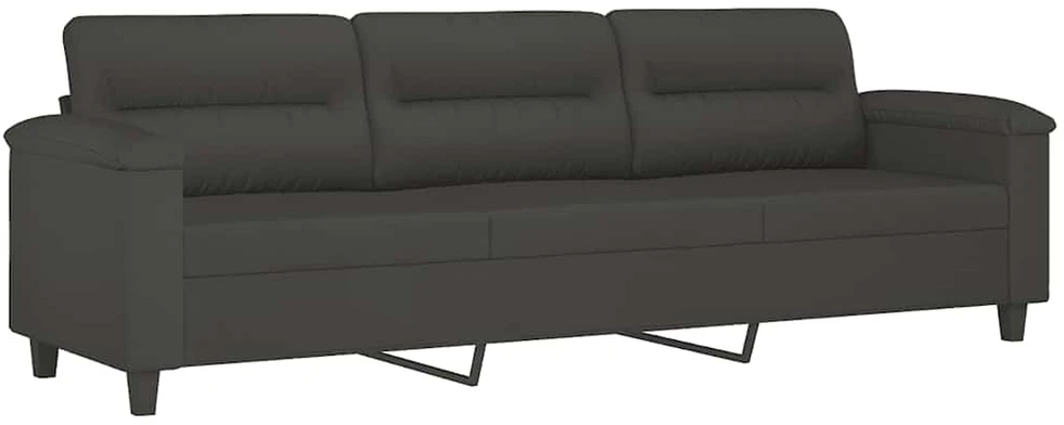 Trivietė sofa su pakoja, tamsiai pilka, 210cm, audinys