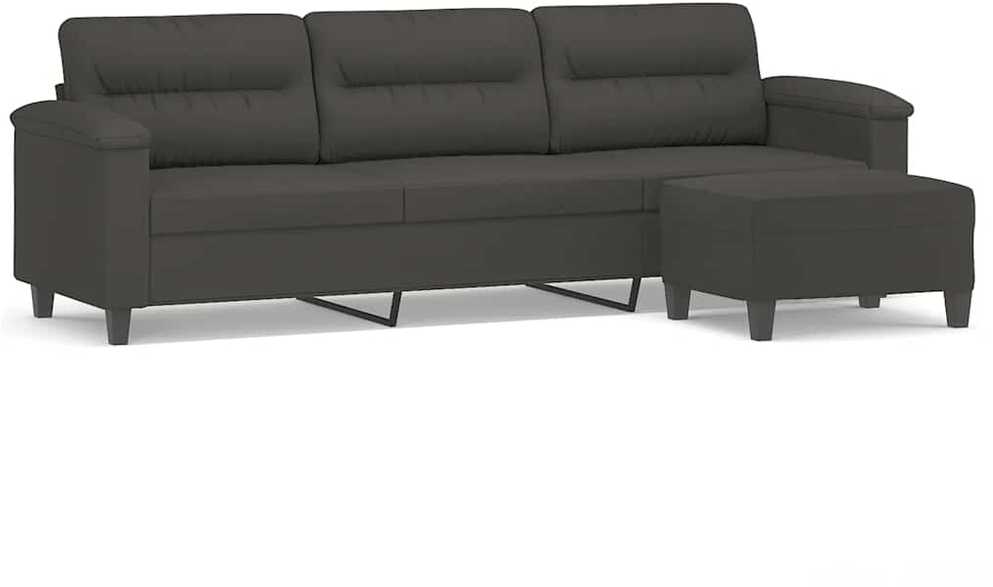 Trivietė sofa su pakoja, tamsiai pilka, 210cm, audinys