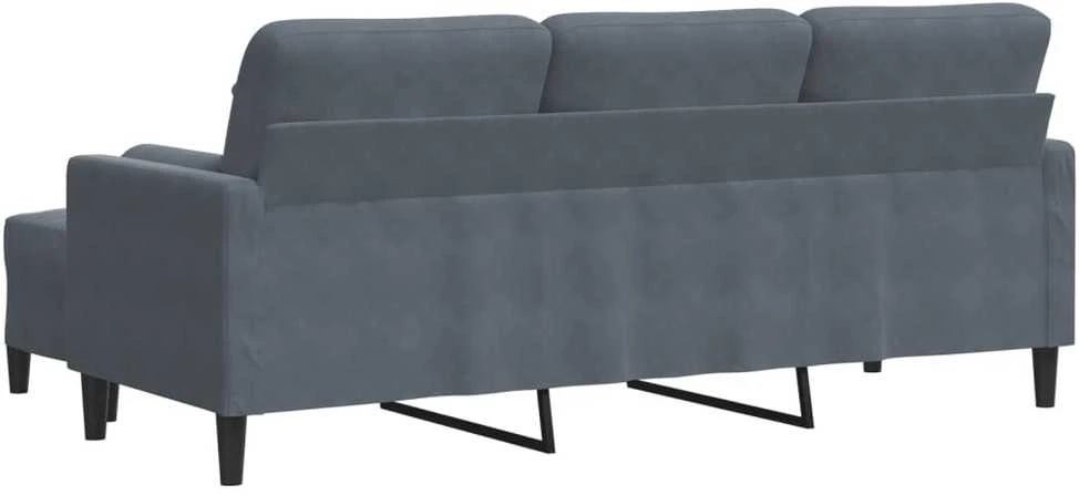 Trivietė sofa su pakoja, tamsiai pilkos spalvos, 180cm, aksomas