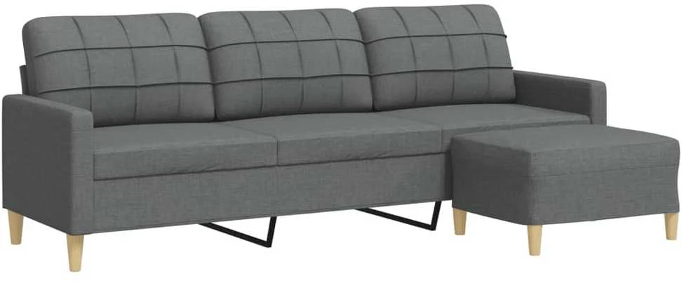 Trivietė sofa su pakoja, tamsiai pilkos spalvos, 210cm, audinys