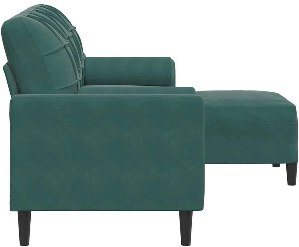 Trivietė sofa su pakoja, tamsiai žalios spalvos, 180cm, aksomas
