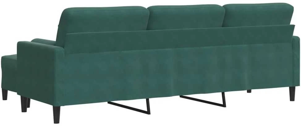 Trivietė sofa su pakoja, tamsiai žalios spalvos, 210cm, aksomas