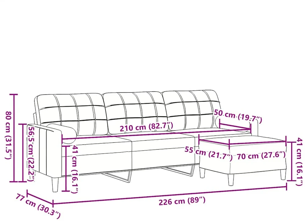 Trivietė sofa su pakoja, tamsiai žalios spalvos, 210cm, aksomas