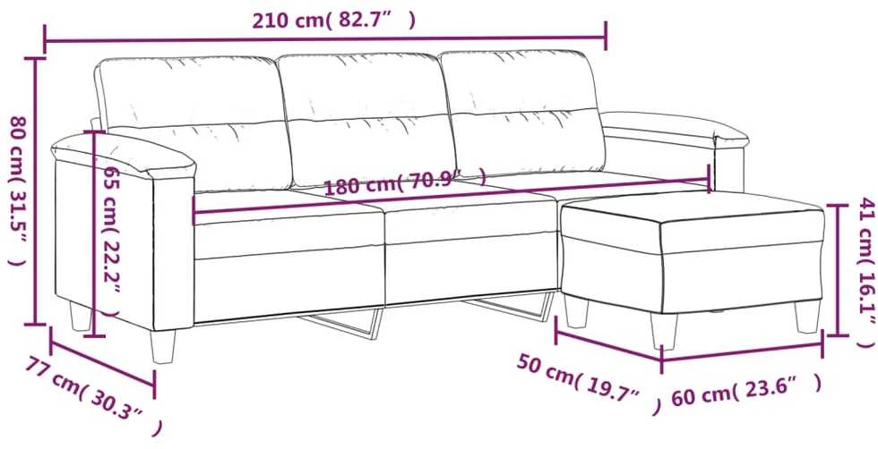 Trivietė sofa su pakoja, taupe, 180cm, mikropluošto audinys