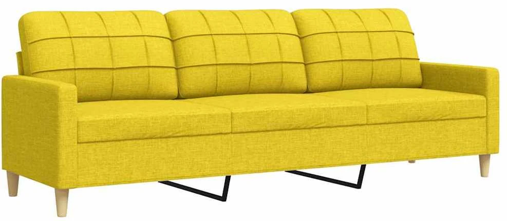 Trivietė sofa, šviesiai geltonos spalvos, 180cm, audinys