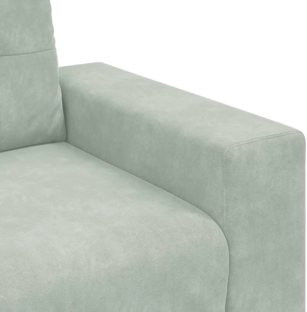 Trivietė sofa, šviesiai pilka, 220x78x80 cm, aksomas
