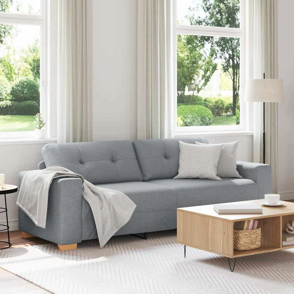 Trivietė sofa, šviesiai pilka, 220x78x80 cm, audinys