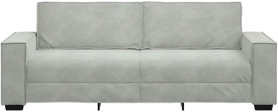 Trivietė sofa, šviesiai pilka, 220x78x84 cm, aksomas