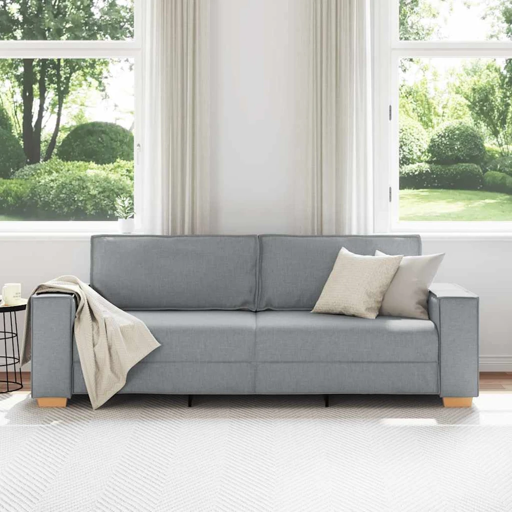 Trivietė sofa, šviesiai pilka, 220x78x84 cm, audinys