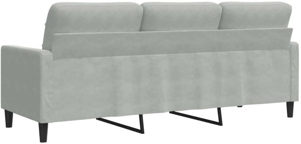 Trivietė sofa, šviesiai pilkos spalvos, 180cm, aksomas