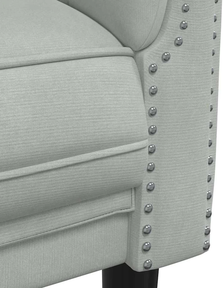 Trivietė sofa, šviesiai pilkos spalvos, aksomas