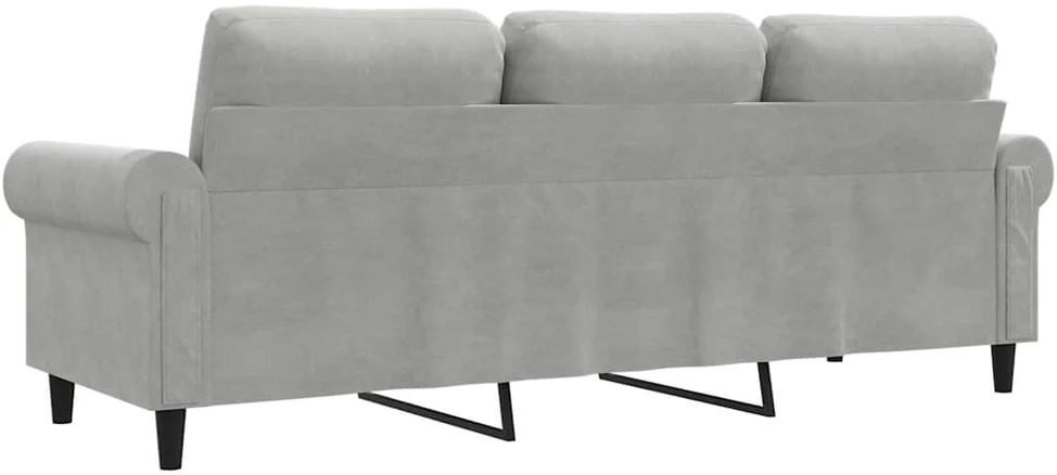 Trivietė sofa, šviesiai pilkos spalvos, 180cm, aksomas