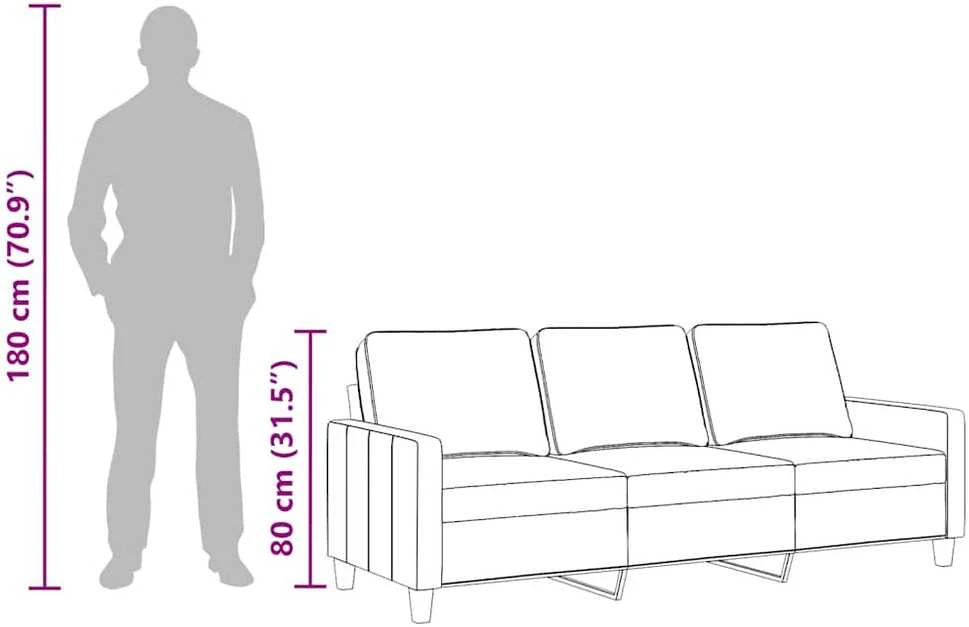 Trivietė sofa, šviesiai pilkos spalvos, 180cm, audinys