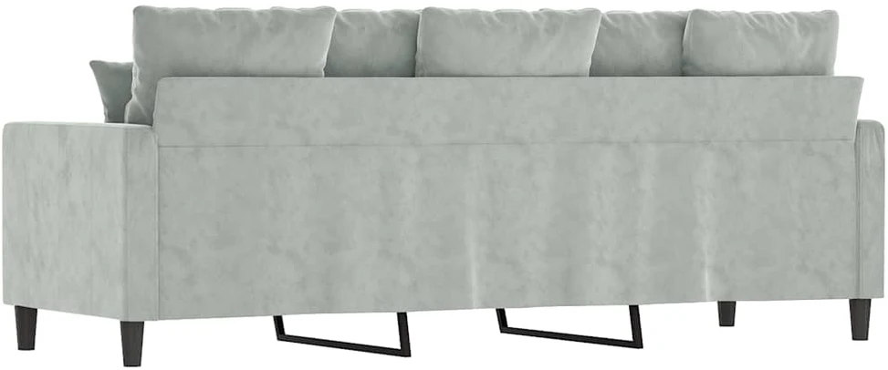 Trivietė sofa, šviesiai pilkos spalvos, 180cm, aksomas